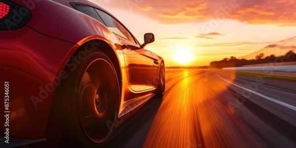 Fototapeta Powerful Car in Motion at Dusk