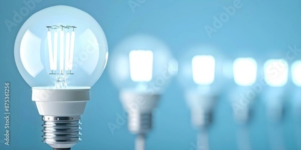 Fototapeta Saving Energy with LED Bulbs and Programmable Thermostats A Visual Reduction in Consumption. Concept Energy Efficiency, LED Bulbs, Programmable Thermostats, Reduced Consumption, Visual Impact