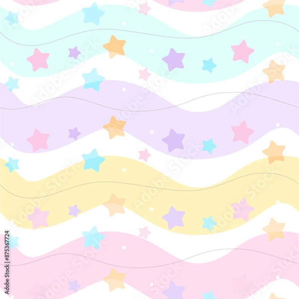 Obraz Beautiful star pastel wave seamless pattern background