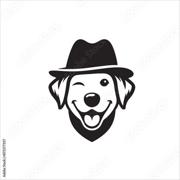 Obraz Smiling dog head wearing a hat
