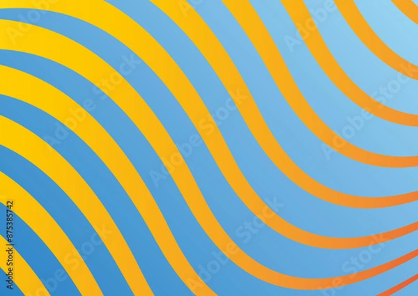 Fototapeta Seamless pattern with wavy background, orange, blue