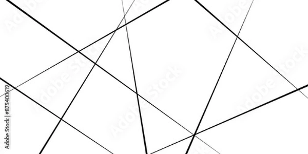 Fototapeta Random chaotic lines. Abstract geometric pattern. Outline monochrome texture. Black and white vector illustration with messy lines