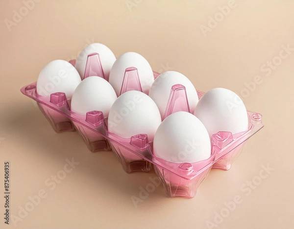 Obraz eggs in a pink plastic container
