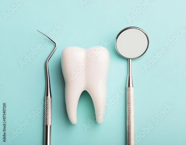 Obraz dental tools on a light background