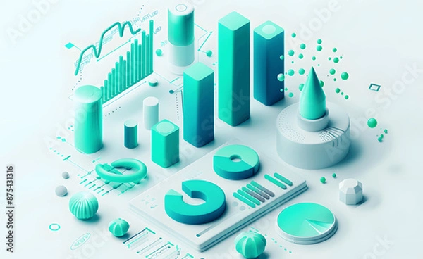 Obraz isometric vector illustration of bar graph circle .Created using generative AI
