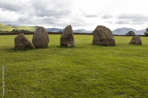 Obraz .Castlerige Stone Circle, English Lake District, Cumbria, England, under brooding, threatening sky.