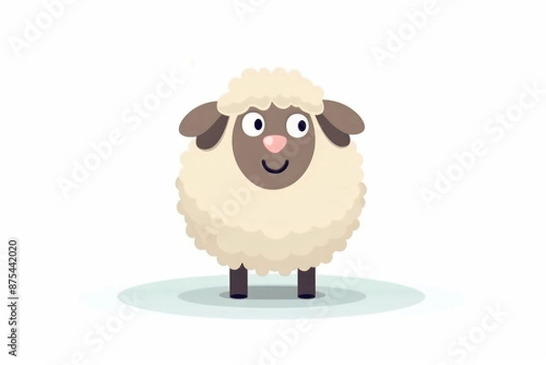 Obraz Cute cartoon sheep on white background
