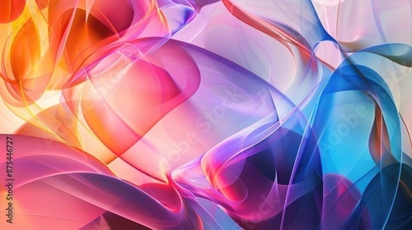 Obraz Abstract composition of overlapping translucent shapes and vibrant gradients, creating a visual symphony of color and light.