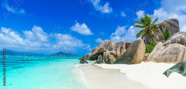 Fototapeta Tropical Paradise - Anse Source d'Argent - Plaża na wyspie La Digue na Seszelach