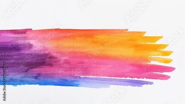 Fototapeta A bright watercolor illustration of a sunset, capturing the sky painted in stunning hues of orange, pink, and purple, isolate on white background with copy space
