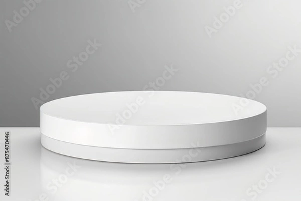 Fototapeta Sleek white circular podium for effective product showcasing, simple isolated background