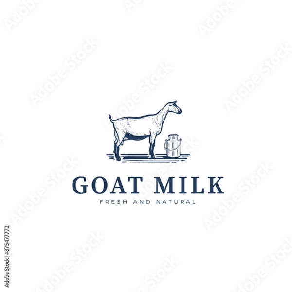Obraz Goat milk logo, vector illustration
