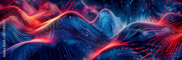 Fototapeta Abstract Digital Noise Pattern Background With Vibrant Blue And Red Hues