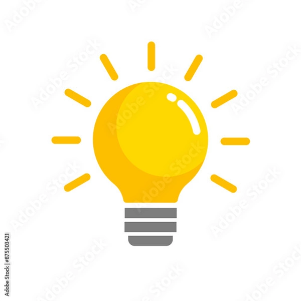 Obraz Yellow glowing light bulb - vector icon