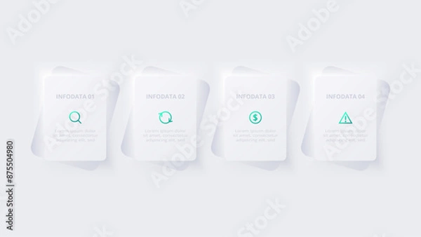 Fototapeta Neumorphic flowchart infographic. Creative concept for infographic with 45 options. Template for presentation and chart.