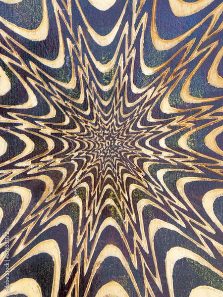 Fototapeta Wooden pattern with psychedelic background
