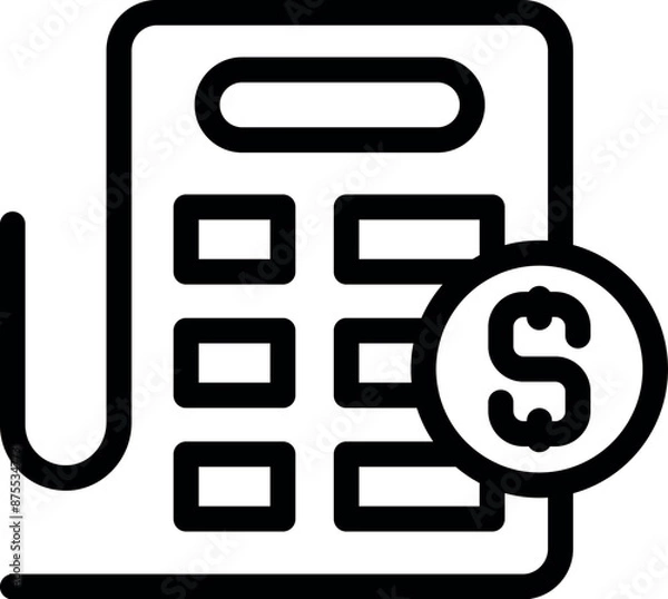 Fototapeta Line icon of financial accounting with paperwork and dollar coin representing budgeting