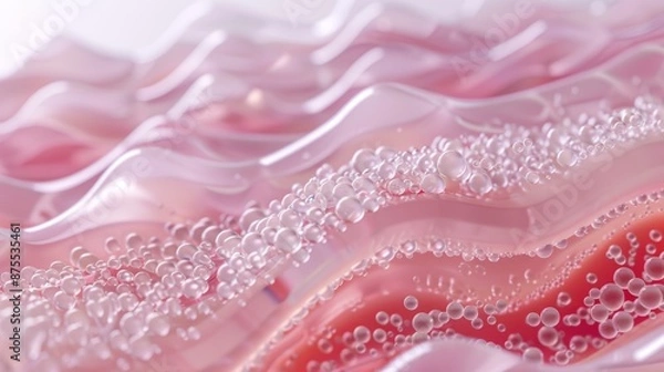 Fototapeta skin particle. close-up Vitamin and Oli drip on skin cell. serum penetrates the epidermis layer and tighten loose skin.