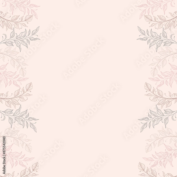 Fototapeta Aesthetic foliage leaves frame border background