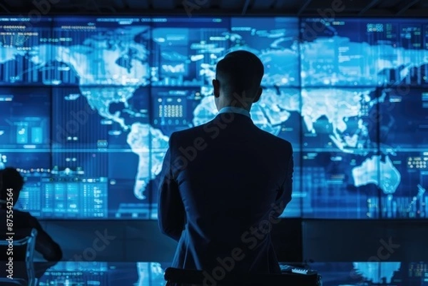 Fototapeta Free photo businessman in a big office in concept of business vision