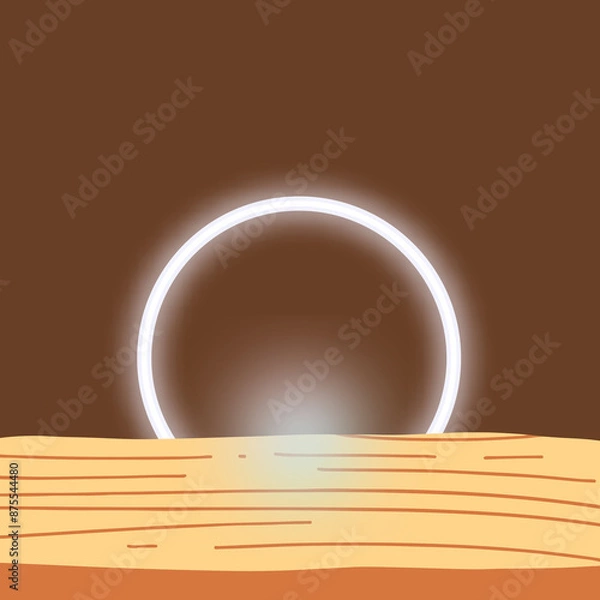 Fototapeta White light circle New product background for small products display post background with wooden product base 