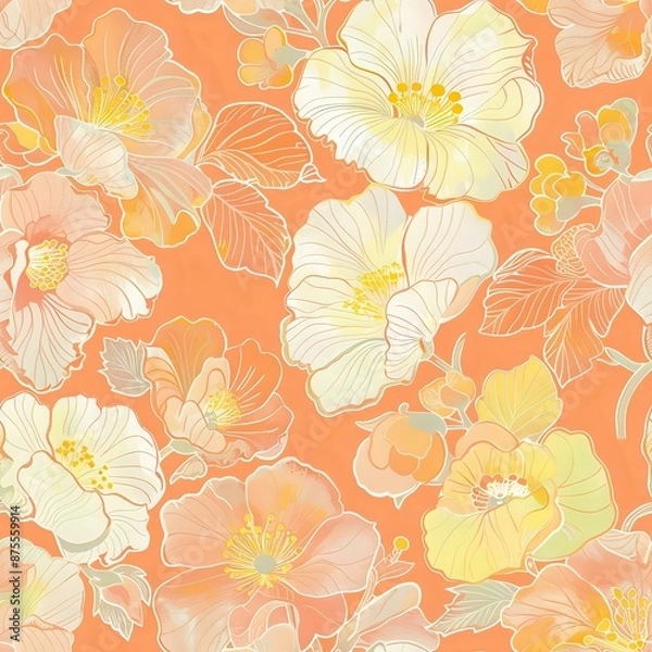 Obraz Rich and Detailed Hibiscus Floral Grid Design