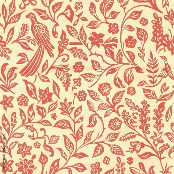 Fototapeta Exotic Bird and Geometric Shapes Pattern for Digital Background