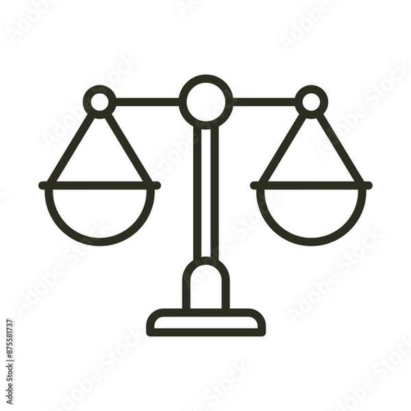 Fototapeta Justice weight scale outline vector icon. Balance scale icon. Weighing scale illustration image