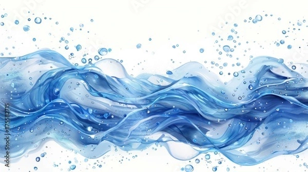 Fototapeta Abstract Water Waves with Bubbles