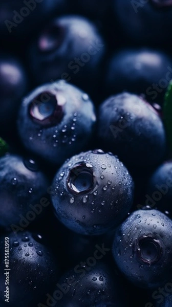 Fototapeta a close up of blueberries with water droplets
