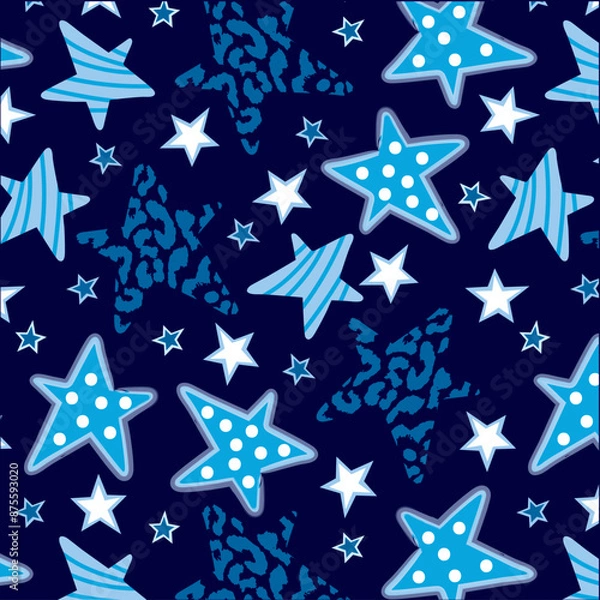 Obraz Shiny stars leopard style and polka dots pattern