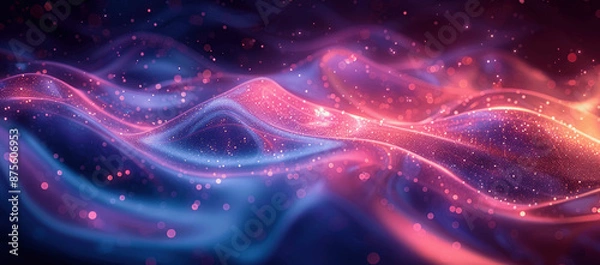 Fototapeta Neon Wave Abstract Background with Glowing Effect