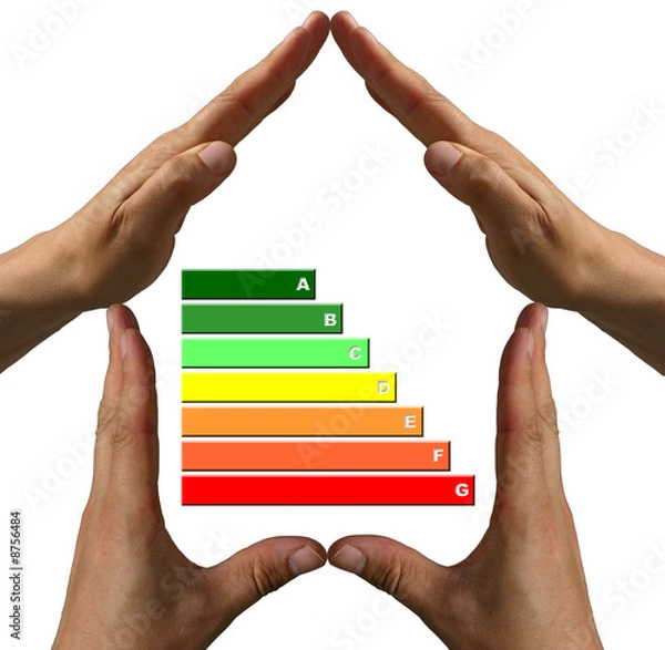 Obraz Hands holding energy efficient house