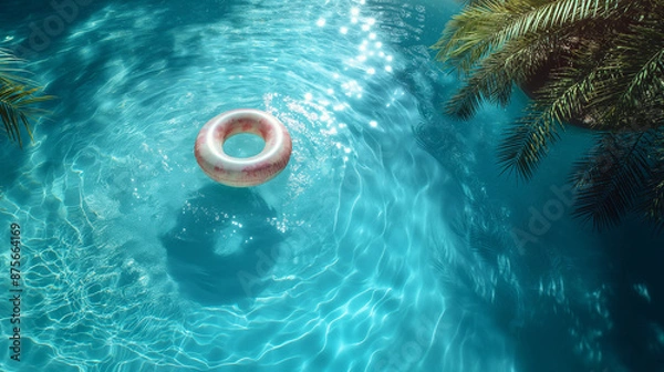 Obraz プールに浮かぶ浮き輪