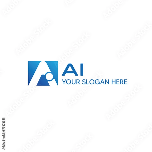 Fototapeta Artificial Intelligence Logo, Icon. Vector symbol AI, deep learning blockchain neural network concept. Machine learning, artificial intelligence, ai.