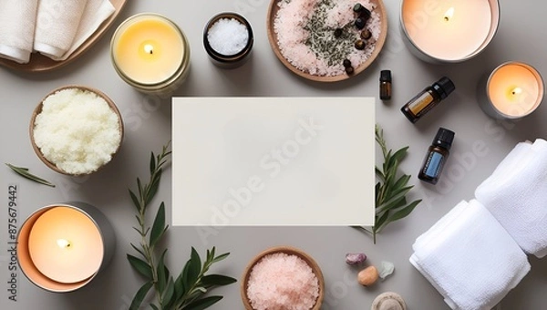 Fototapeta Relaxing Spa Flame Background with Copy Space