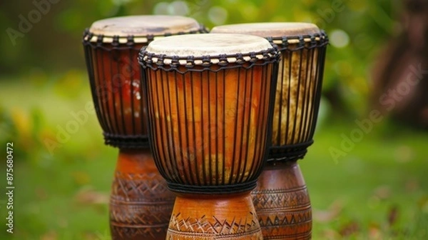 Fototapeta The rhythmic beats of African drums resonate