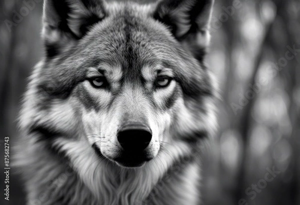 Fototapeta close wild illustration photorealistic graphic art beast canis generated design alpha animal ai wolf pattern white black