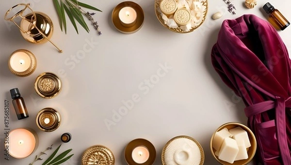 Fototapeta Relaxing Spa Flame Background with Copy Space