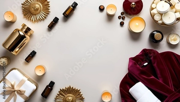 Fototapeta Relaxing Spa Flame Background with Copy Space