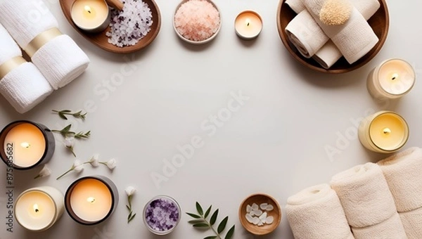Fototapeta Relaxing Spa Flame Background with Copy Space
