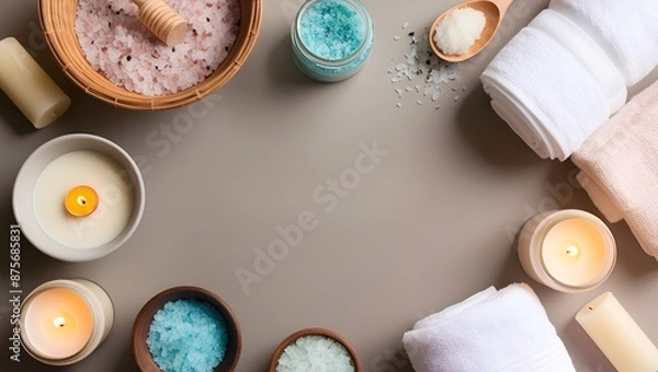Fototapeta Relaxing Spa Flame Background with Copy Space