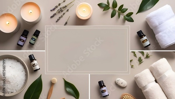 Fototapeta Relaxing Spa Flame Background with Copy Space