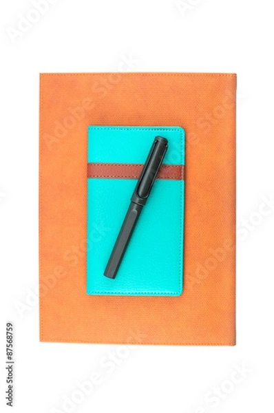Obraz notebook and pen on white background