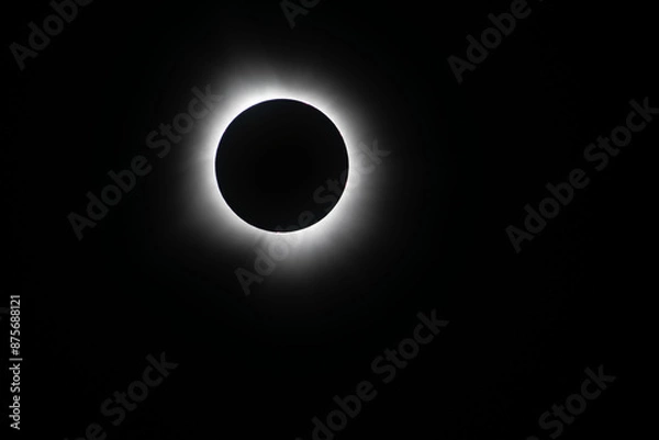 Obraz Light shining from sun around the moon creating a halo effect during the total eclipse