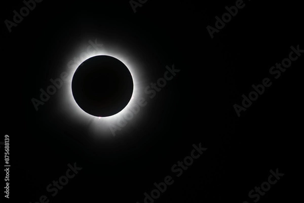 Fototapeta Light shining from sun around the moon creating a halo effect during the total eclipse