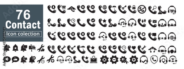 Obraz Phone set icons.  76connection  symbol set. Smartphone, call center, hotline, operator, staff, and agent communication for app and website and more. Vector illustration eps 10