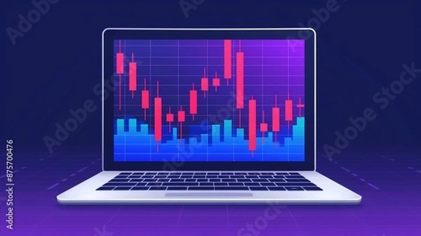 Fototapeta Financial trend analysis, identifying market patterns, flat design illustration