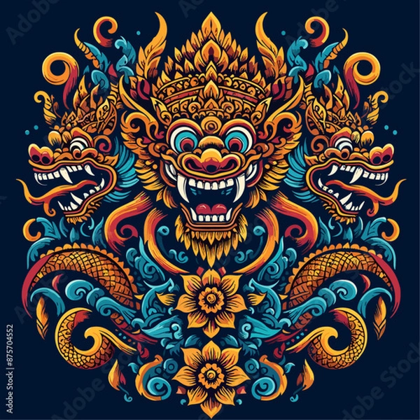 Obraz Balinese barong vector logo illustration