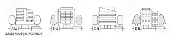 Obraz シンプルな会社アイコンセット